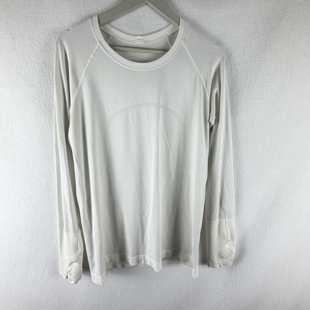 Lululemon Swiftly Tech 2.0 Race Length Long Sleeve White Womens Athleisure Sz 12